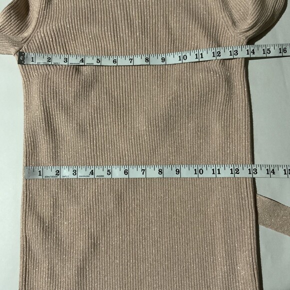 BCBGMaxAzria Charlie Ribbed Long Sleeve High Neck Blouse Top Blush XXS - Picture 5 of 15